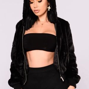 Fashion Nova Snuggle Me Up Faux Fur Hoodie Jacket